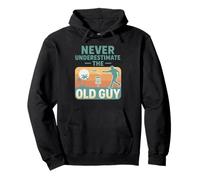 Never Underestimate The Old Guy Disc Golf Retro Felpa con Cappuccio