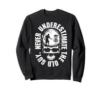Never Underestimate The Old Guy Funny Disc Golf Tramonto Skull Felpa