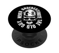 Never Underestimate The Old Guy Funny Disc Golf Tramonto Skull PopSockets PopGrip Adesivo