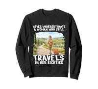 Never Underestimate Woman 80s Anni Ottanta Travel Design Felpa