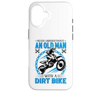 Never Understimate An Old Man with A Dirt Bike Custodia per iPhone 16