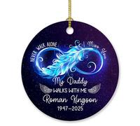 Never Walk Alone I Miss You Walks with Me Ornamento Natale 2025, Personalizzato Piuma Infinito Ornamenti di Natale Regali per la Perdita della Persona Cara, Nome Personalizzato & Anno Caro Ornamenti