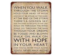 Never Walk Alone You Will Metal Sign Vintage Inspirational Tin Plaque For Home Kitchen Bathroom Garage Yard Decor 8 X 12 inch