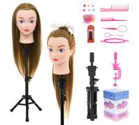 Neverland 20" Testina Parrucchiere con Treppiede, Testa Studio Parrucchiere 100% Sintetica Morbidi Manichino Cosmetologia Formazione Parrucchiere Pratica Modello Capelli