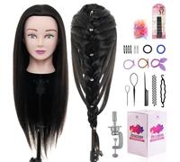 Neverland 24" Testa per Parrucchieri 50% Capelli Veri Testina Parrucchiere Capelli Veri Testa Parrucchiere Testa per Parrucca Manichino Pratica Modello Con Morsetto & DIY Hair Styling Tools