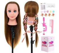 Neverland Beauty 56cm Testa da Parrucchiere - Testa per Parrucchieri 60% Capelli Veri - Testa di Allenamento per Parrucchieri con Morsetto da tavolo e Set di Acconciature