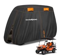 NEVERLAND Copertura impermeabile per carrello da golf, adatta per carrelli da golf Yamaha EZ GO Club Car - per esterni, antivento e resistente al sole (nero+arancione, adatta per carrello da 2