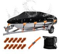 NEVERLAND Copertura impermeabile resistente in poliestere 800D per barche rimorchiabili, adatta per runabout a V Shape/V-Hull e Tri-Hull, Pro-STYL, Bass Boats (lunghezza barca 6-6,7 m, larghezza del