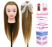 Neverland - Testa di manichino di bellezza con capelli, 50,8 cm, per fare pratica cosmetologica, per fare pratica con l'acconciatura dei capelli, testa da allenamento per intrecciare parrucchieri per