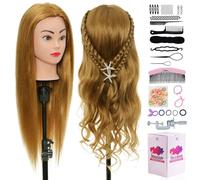 Neverland Testa per Parrucchieri 24" 80% Capelli Veri Testa manichino Testina per Parrucchieri Testina Parrucchiere Capelli Veri Testa Manichino Con Morsetto & DIY Hair Styling Tools