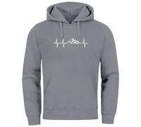 Neverless® Felpa con cappuccio da uomo con stampa escursionistica, montagna, battito cardiaco, stampa outdoor, Battito cardiaco di montagna Convoy-grey, XL
