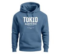 Neverless® Felpa con cappuccio da uomo con stampa frontale Tokyo Giappone caratteri giapponesi stampa grafica fashion streetstyle uomo, Tokyo blu indaco, L
