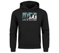 Neverless Felpa con cappuccio da uomo con stampa outside e scritta "Life is Outside", Life Is Outside Nero, XL