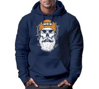 Neverless® Felpa con cappuccio da uomo Moin Skull Windrose Bussola teschio stampa frontale uomo Fashion Streetstyle, Skull Moin Navy, M