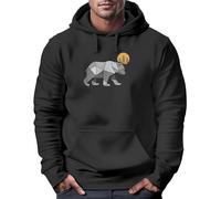 Neverless® Felpa con cappuccio uomo poligono orso luna outdoor escursionismo natura stampa stampa fashion streetstyle, Orso poligono nero, XL