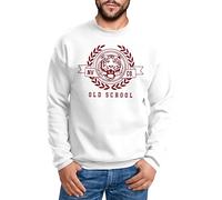 Neverless Felpa da uomo con scritta Oldschool Print Tiger, maglione stampato a girocollo, Old School Bianco-rosso, XL