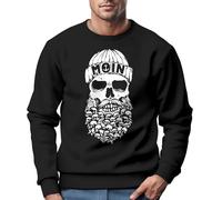 Neverless Felpa da uomo con teschio nordico Moin Amburgo, dialetto con teschio, ancora alla moda, girocollo, Moin Skull Nero, L