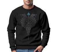Neverless® Felpa da uomo Odin Ragnar Dio nordico rune Valhalla vichingo, maglione da uomo, Fenrir Bussola 1 Nero, L
