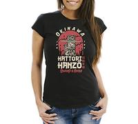 Neverless® Maglietta da donna Hattori Hanzo Sword and Sushi Okinawa Giappone con caratteri alla moda streetstyle Hattori Hanzo Nero L