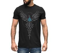 Neverless® Maglietta da uomo Berserker Orso vichingo Guerriero Odin Thor Valhalla Runen Valknut Mitologia nordica, Odin Corvo nero, M