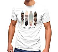 Neverless® Maglietta da uomo California Surf Paradise Surfboard Grafica Foto Print California USA America Estate Fashion Streetstyle, Surf Paradise bianco, M