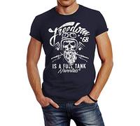 Neverless Maglietta da uomo con motivo "Freedom is a Full Tank teschio, Slim Fit Freedom Navy. M