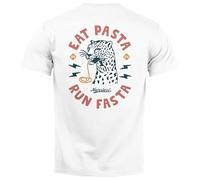 Neverless® Maglietta da uomo con scritta "Eat Pasta, logo sul petto, stile retrò alla moda, stile streetstyle, Eat Pasta Bianco, L