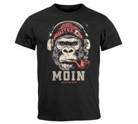 Neverless® Maglietta da uomo con scritta "Gorilla" (lingua italiana non garantita), Moin Monkey Ancora Nero, L