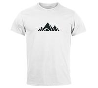 Neverless® Maglietta da uomo con stampa poligono per attività all'aria aperta, alla moda, stile streetstyle, Montagna Astratto Frontprint Poligono 1 Bianco, S