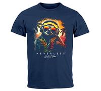 Neverless® Maglietta da uomo musica DJ Chill Faultier Print Relax Estate Fashion Streetstyle, Sloth Dj Navy, XL