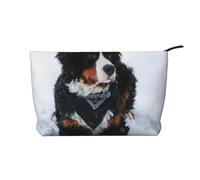 Nevicata del cane da montagna bernese, Borsa per cosmetici in velluto a coste Borsa per il trucco Borsa da viaggio portatile