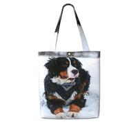 Nevicata del cane da montagna bernese,Borse della spesa riutilizzabili, borse per la spesa, borsa a tracolla in tela di grande capacità
