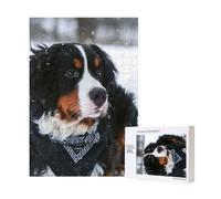 Nevicata del cane da montagna bernese,Puzzle in legno da 300 pezzi per adulti e adolescenti