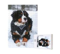 Nevicata del cane da montagna bernese,Puzzle in legno da 300 pezzi per adulti e adolescenti
