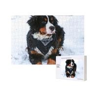 Nevicata del cane da montagna bernese,Puzzle in legno da 300 pezzi per famiglie, per adulti e adolescenti, decorazioni per la casa