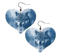 Nevicata Fredda Wolf Animale Modello Donna Orecchini Ecopelle Orecchino Goccia Pendenti