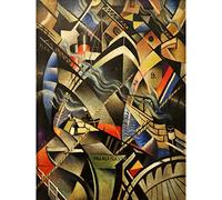 Nevinson The Arrival - Quadro astratto futurista, grande XL, stampa su tela