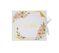 Neviti Geo Floral-Guest Book Libro degli ospiti, Rosa/Pesca/Oro, 22 x 19.5 x 1.5, 775257