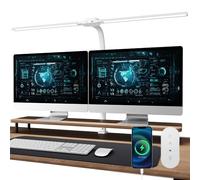 Nevoke W01 Lampada da Scrivania a LED con Telecomando - 24W 1400LM 80CM Luce Scrivania Filo con Morsetto Lampada da Lettura Collo D'oca Regolabile, Porta di ricarica USB per Ufficio Studiare, Bianco