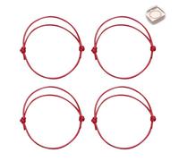 Nevoluxer 4 pezzi Kabbala, bracciale rosso portafortuna tibetano con cordino regolabile per Pulseras Rojas para Uso Diario