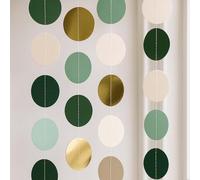 Nevoluxer Ghirlanda a Punti Verde Bosco | 4m Decorazione con 32 Cerchi | Per Baby Shower, Matrimonio & Compleanno | Riusabile Stile Rustico | Smeraldo & Avorio Vintage