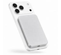 nevox Powerbank magnetico wireless Qi2, 5000 mAh, compatibile con MagSafe®, ricarica rapida wireless da 15 W, forte fissaggio magnetico, USB-C, mini power bank compatto per iPhone, argento/bianco