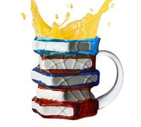 NevPuose dipinta con libri impilati, da caffè, biblioteca, simpatico supporto per scrittori, insegnanti, amici, famiglia, amanti della letteratura, donne, uomini, topi di biblioteca
