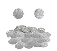NevPuose Kit Monete Tesoro Sepolto - 100 Pezzi Di Monete Finte In Oro Argento Stile Pirata, Set Di Valuta Giocattolo In PP Per Giochi Di Ruolo Per Bambini, Articoli Decorativi Per | Attività Di Cacc