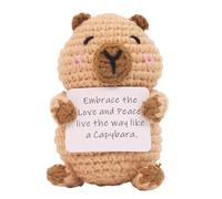NevPuose Knitted Capybara Plush Toy - Crochet Handmade Cute Stuffed Animal With Gift Card, Funny Inspirational Decoration | Ideal Birthday Graduation Christmas Valentine Gift For Home Office Display