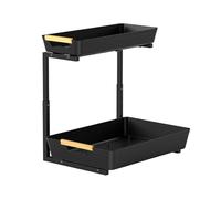 NevPuose Organizer per lavello da cucina, a forma di L, a 2 ripiani, cestelli portaoggetti di grande capacità, organizzazione della cucina per prodotti per la pulizia e articoli da toeletta