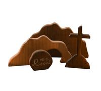 NevPuose Wooden Easter Empty Tomb Decor - Christian Resurrection Centerpiece, Religious Table Display Ornament, Faith Inspired Easter Scene | Handcrafted Wooden Empty Tomb Christian Home Decor