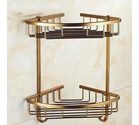 NevStp Mensola angolare per doccia e bagno, in bronzo antico, doppio strato, con gancio, da appendere alla parete, per shampoo e gel doccia, a triangolo, scolapiatti