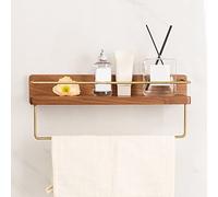 NevStp Mensola da doccia in legno massello, senza foratura, mensole galleggianti da parete per toletta, con gancio, organizer per asciugamani, per bagno, cucina, camera da letto, 4 pezzi