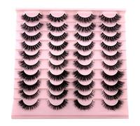 New 20 Pairs Natural False Eyelashes Fake Lashes Long Makeup 3d Mink Lashes Extension Eyelash Mink Eyelashes for Beauty(20pairs-mix01)